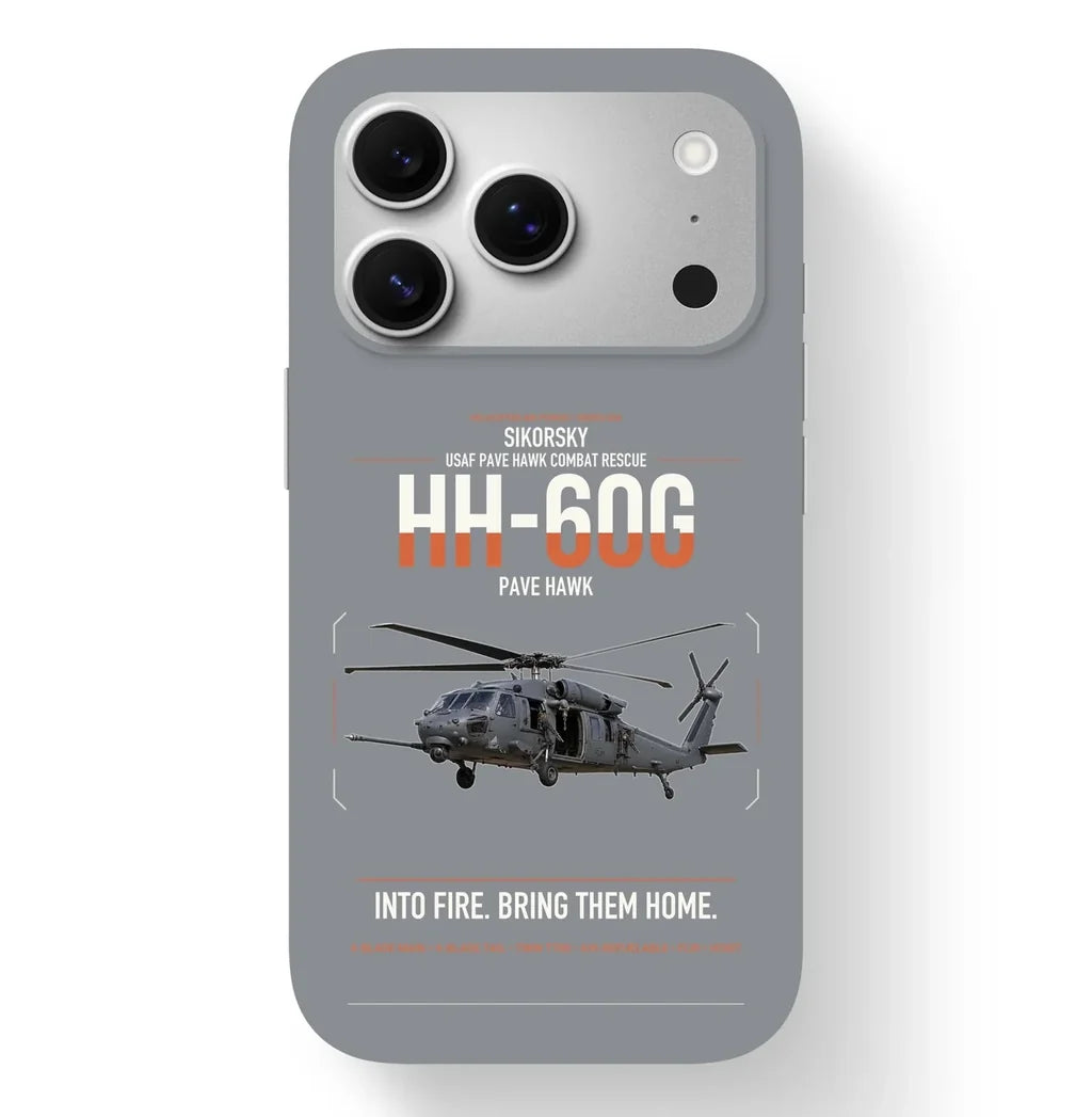 Sikorsky HH-60G Pave Hawk design on gray magsafe iphone case, for iPhone 17 Pro