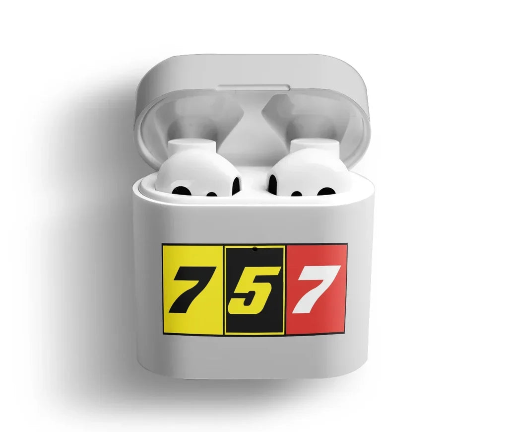 Flat Colourful 757 AirPods plastic case - Light Gray