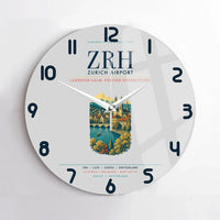 Thumbnail for Zurich Airport (ZRH) design on light gray no frame wall clock