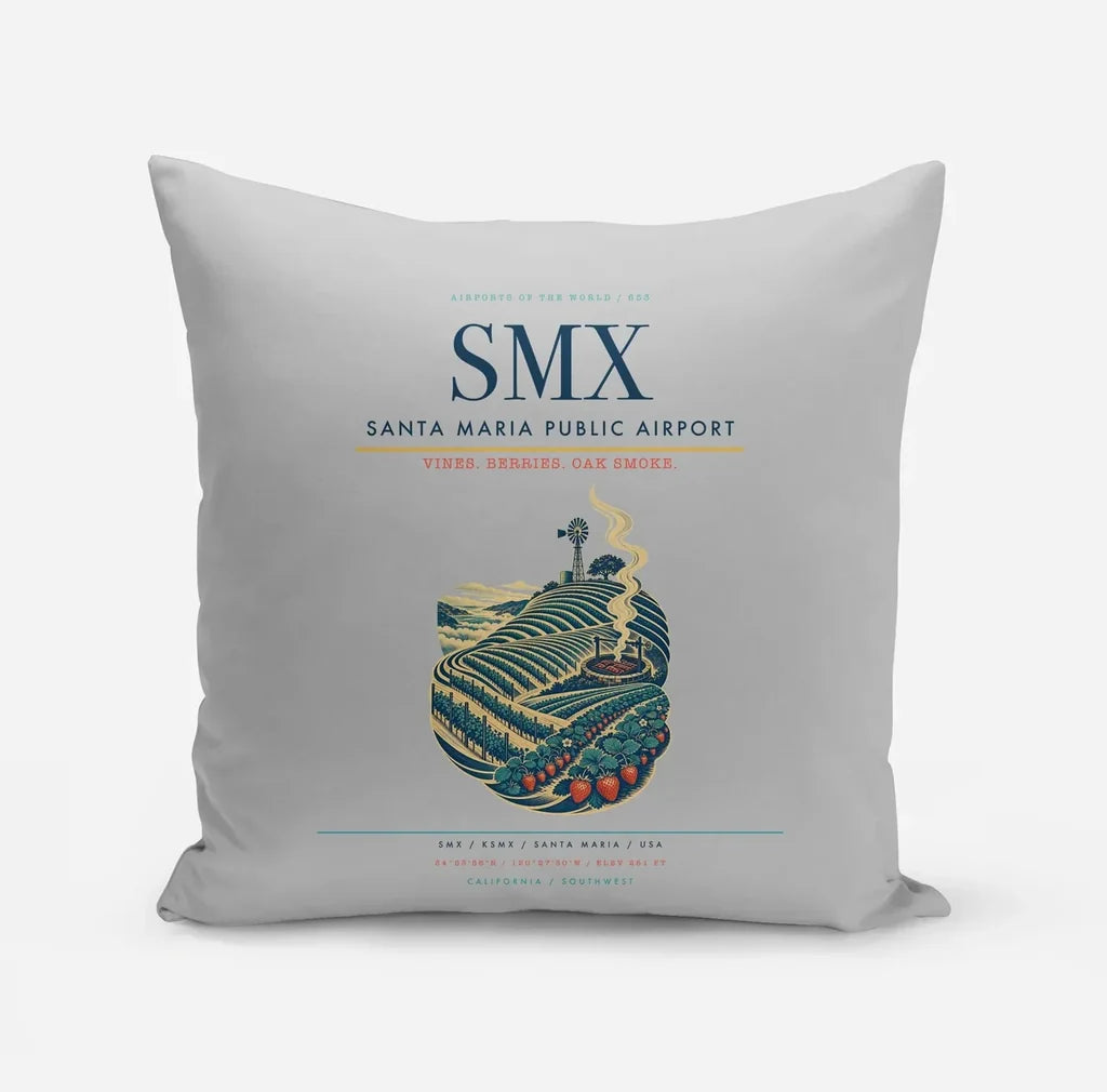 Santa Maria Public Airport (SMX) design on light gray pillow