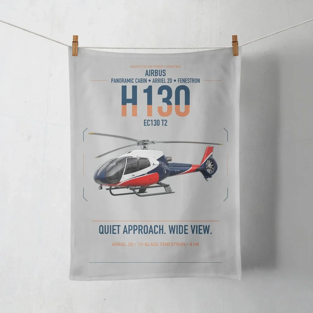 Airbus H130 design on light gray towel