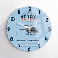 Thumbnail for Bell 407GXi design on light blue no frame wall clock