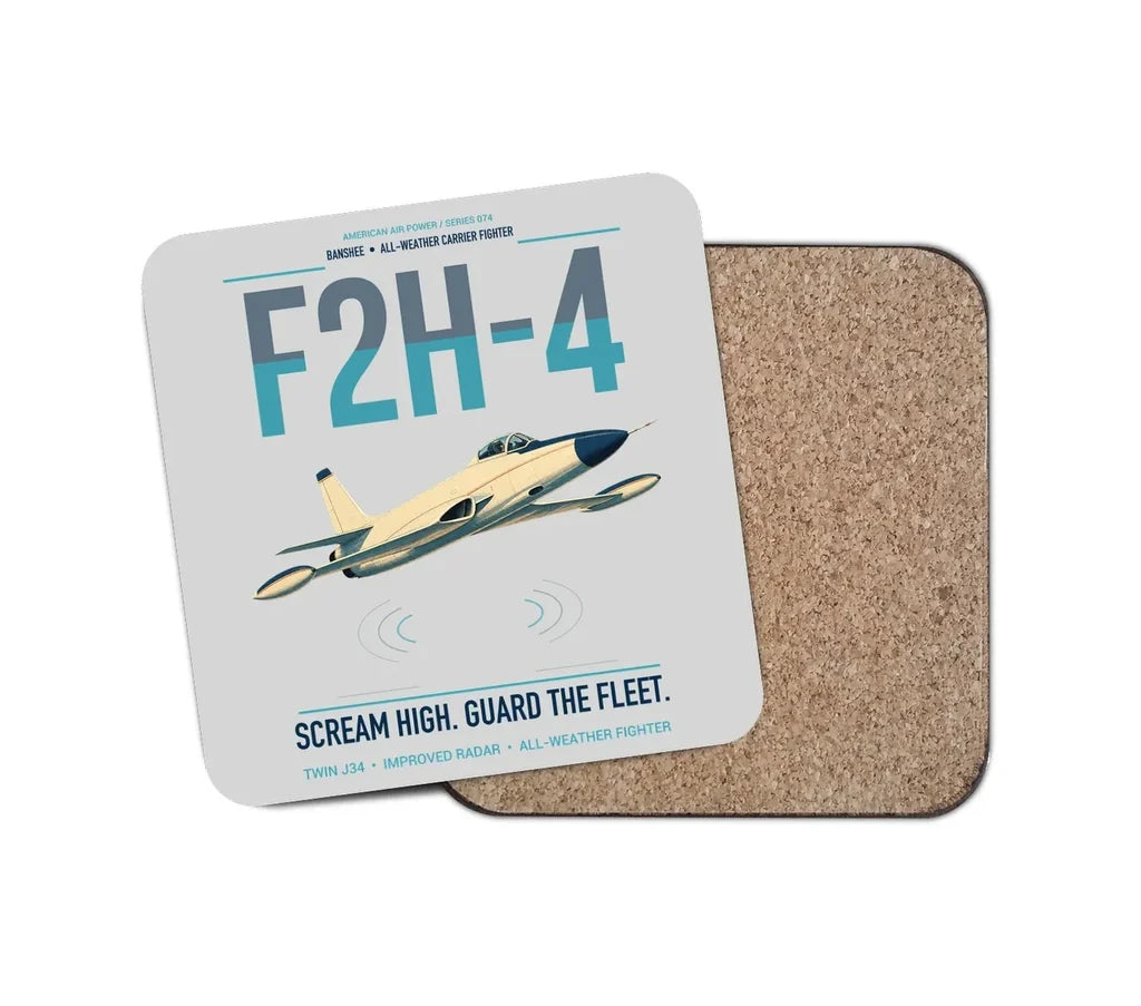 F2H-4 Banshee design on light gray 1 piece coaster