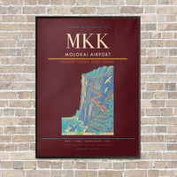 Thumbnail for Molokai Airport MKK vertical canvas print - framed - dark red background