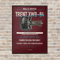 Thumbnail for TRENT XWB-84 vertical canvas print - framed - dark red background