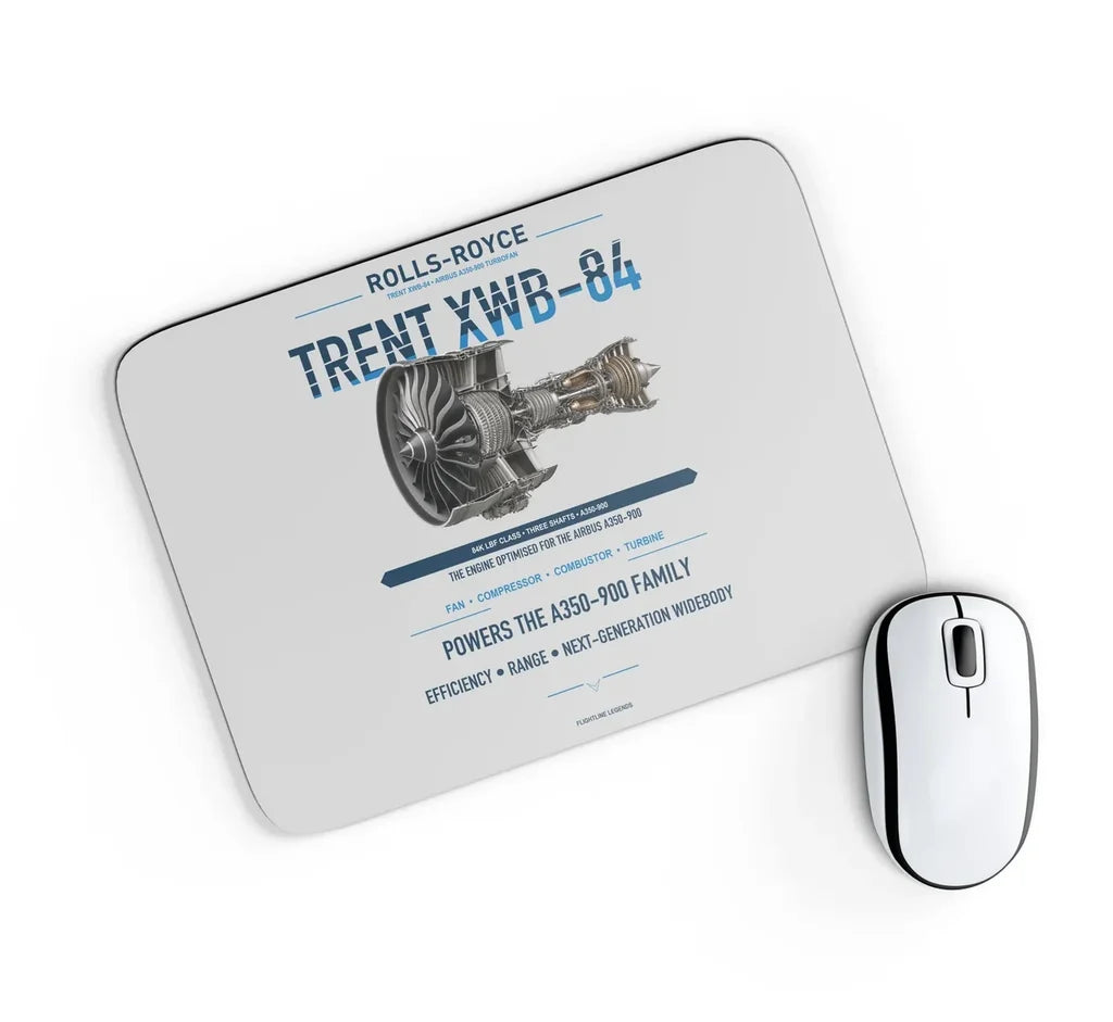 TRENT XWB-84 design on light gray rectangle mouse pad