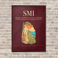 Thumbnail for Samos International Airport SMI vertical canvas print - framed - dark red background