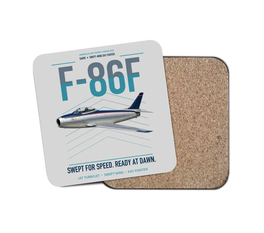 F-86F Sabre design on light gray 1 piece coaster