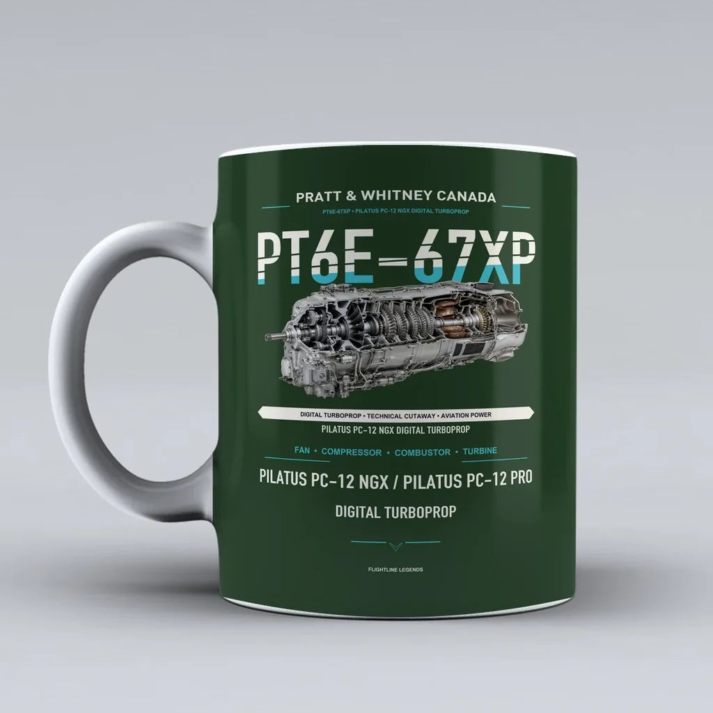 Mug design on dark green pt6e 67xp