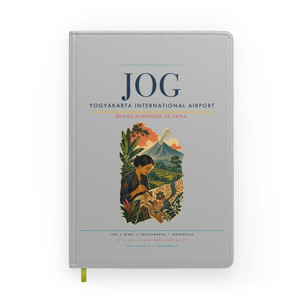 Yogyakarta International Airport (JOG) design on light gray notebook