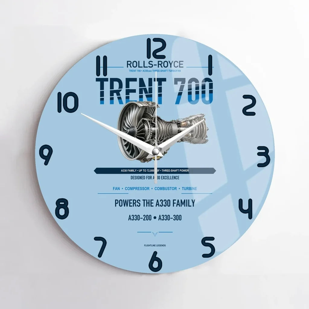 TRENT 700 design on light blue no frame wall clock