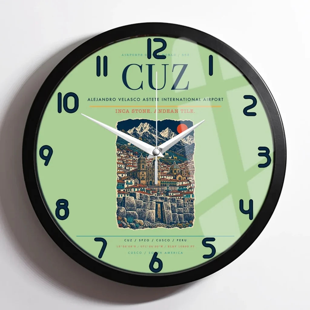 Alejandro Velasco Astete International Airport CUZ Wall-Clock Framed - Light Green