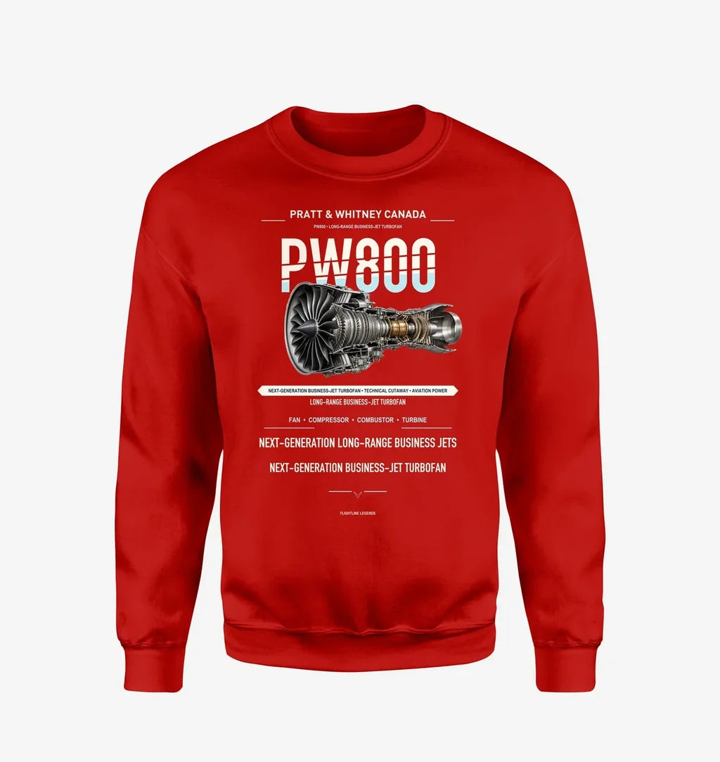 PW800 design on red sweatshirt