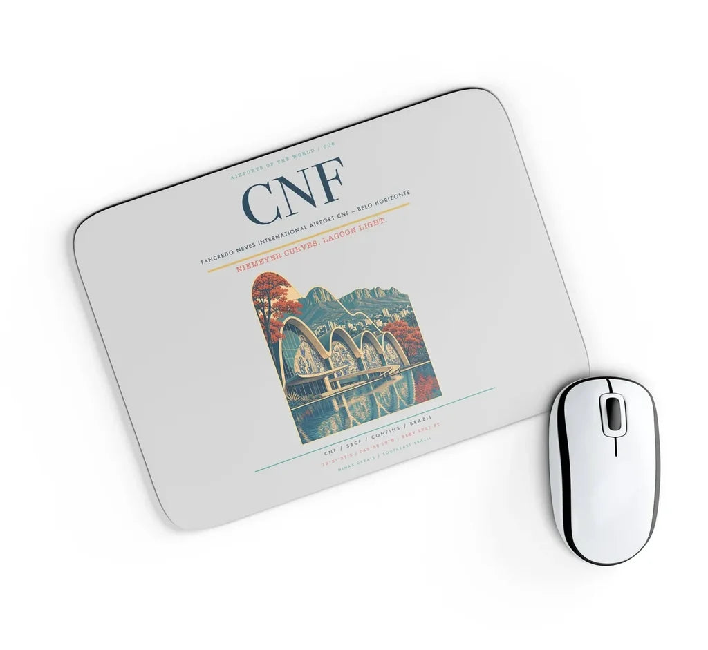 Tancredo Neves International Airport (CNF) design on light gray rectangle mouse pad