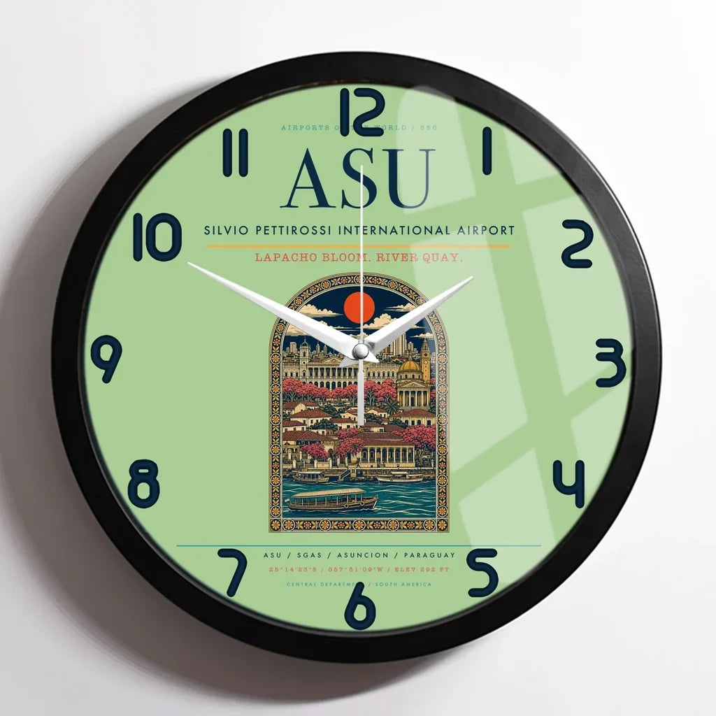 Silvio Pettirossi International Airport ASU Wall-Clock Framed - Light Green