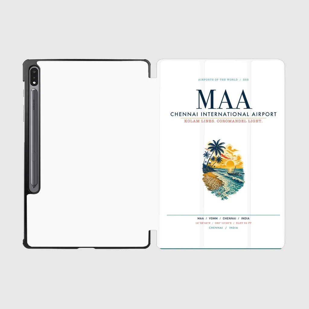 Chennai International Airport (MAA) design on white samsung tablet tablet case