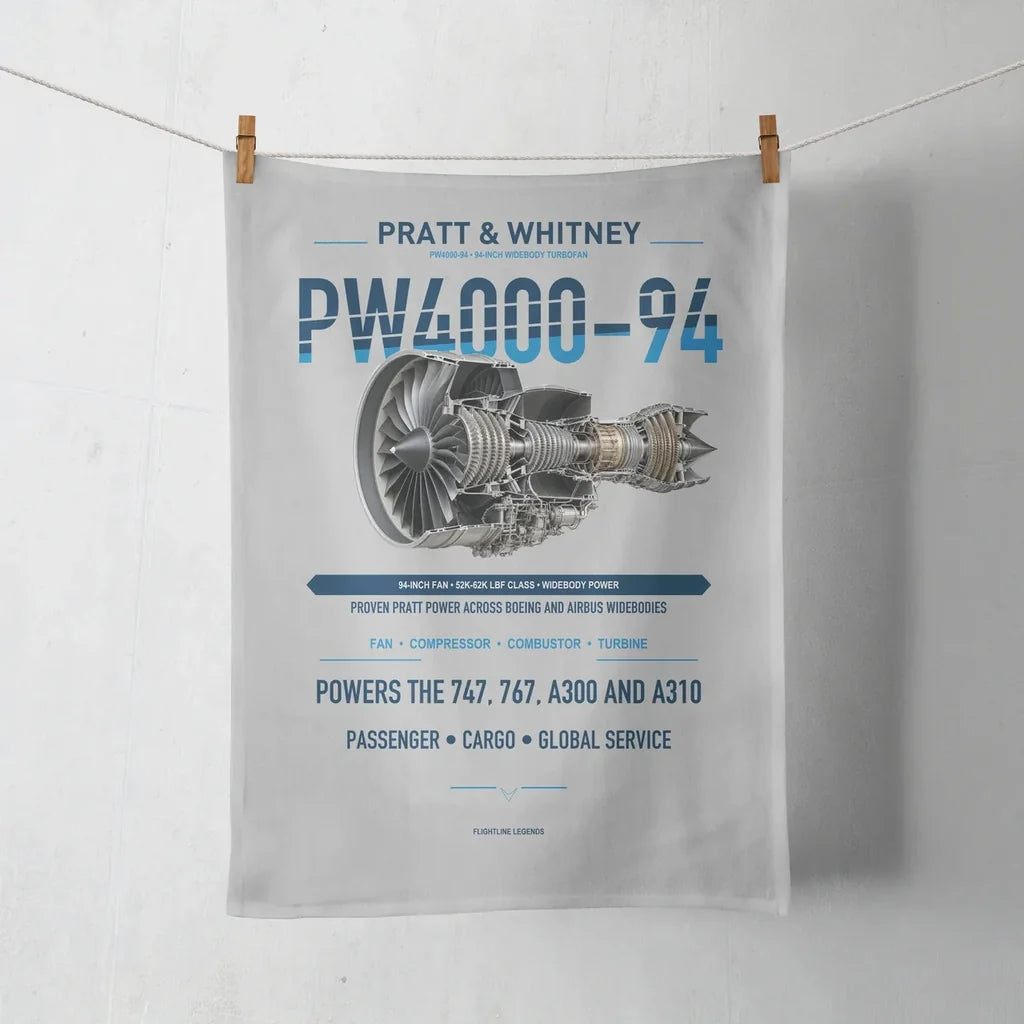 PW4000-94 design on light gray towel