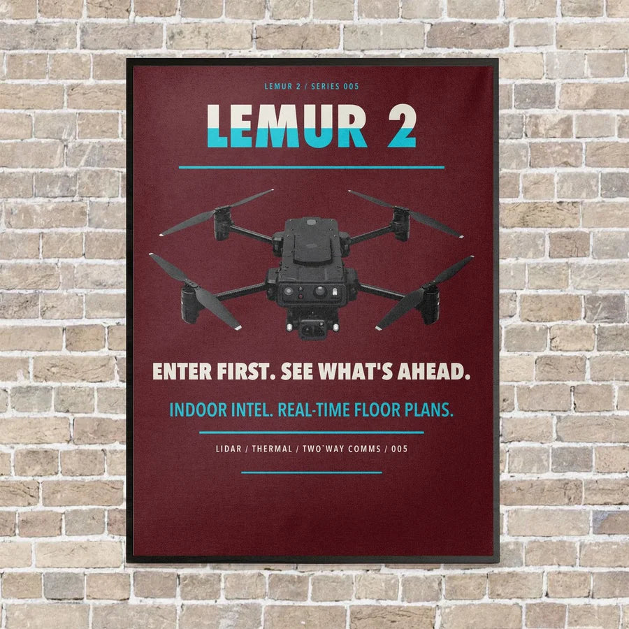 BRINC LEMUR 2 vertical canvas print - framed - dark red background