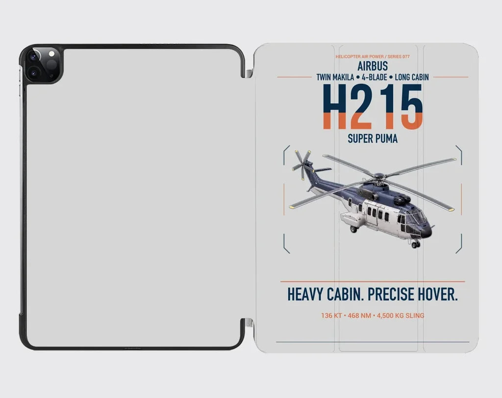Airbus H215 design on light gray ipad tablet case