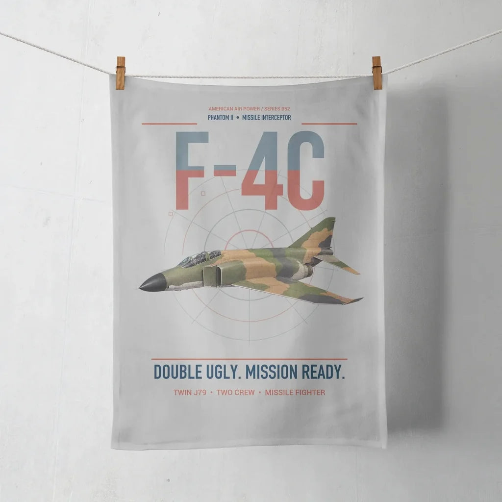 F-4C Phantom II design on light gray towel