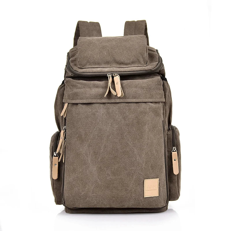 Aviator Vintage Canvas Backpack for Flight Crew Travel in brown