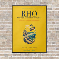 Thumbnail for Rhodes Airport Diagoras RHO vertical canvas print - framed - yellow background