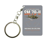 Thumbnail for Savoia-Marchetti SM.79-II Sparviero design on gray designed key chain, double-side print