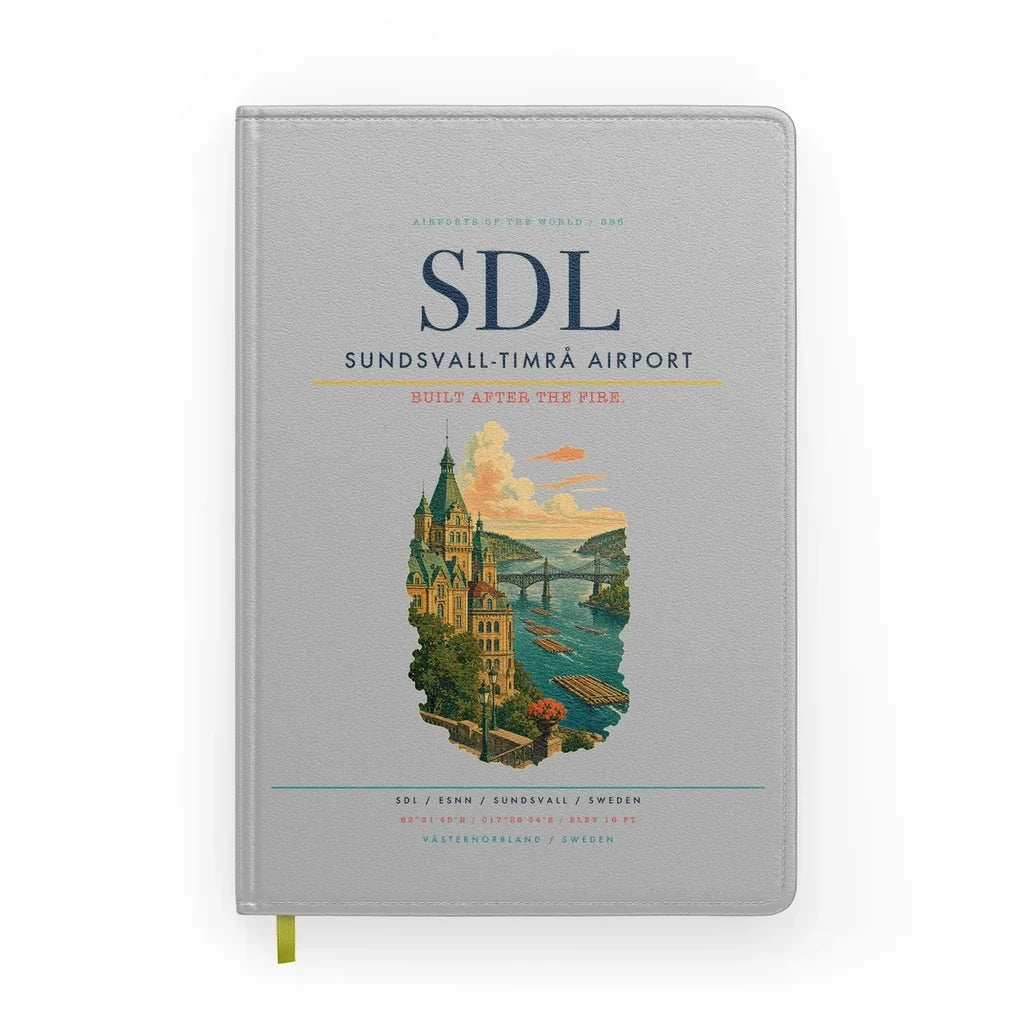 Sundsvall-Timrå Airport (SDL) design on light gray notebook