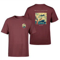 Thumbnail for VINTAGE G4307 - The Ocean Liner Rivalry - Double-Side T-Shirt design on darkred double side t shirt