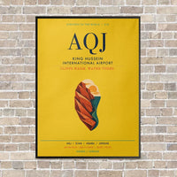 Thumbnail for King Hussein International Airport AQJ vertical canvas print - framed - yellow background