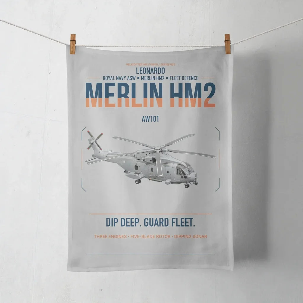 Leonardo AW101 Merlin HM2 design on light gray towel