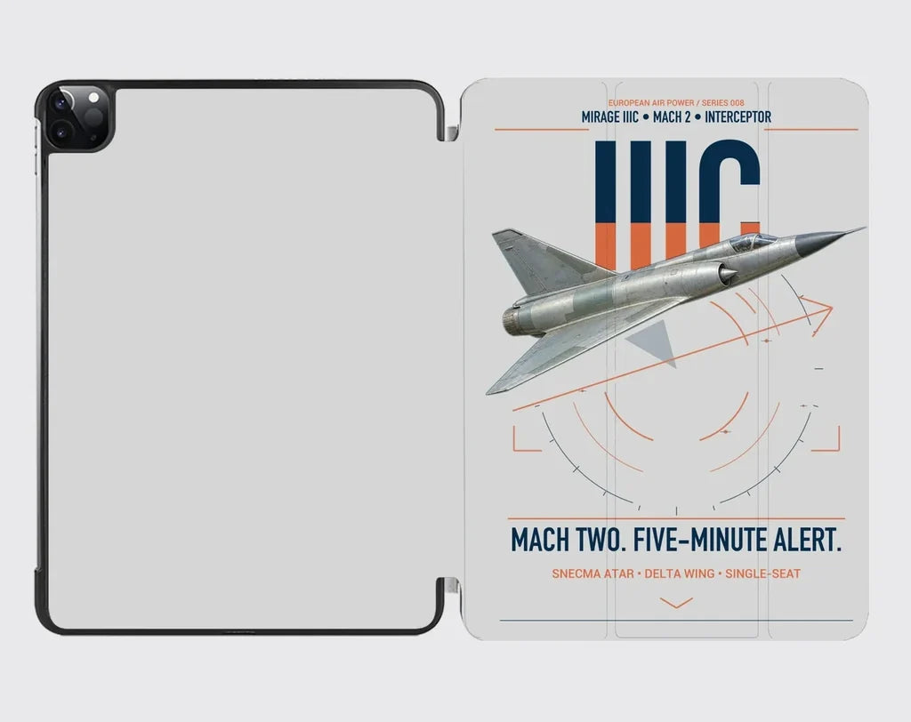 Dassault Mirage IIIC design on light gray ipad tablet case