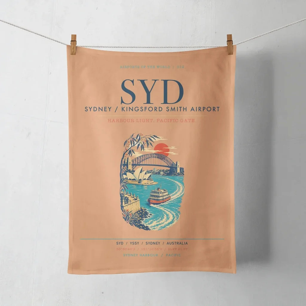 Sydney Kingsford Smith Airport (SYD) design on orange towel
