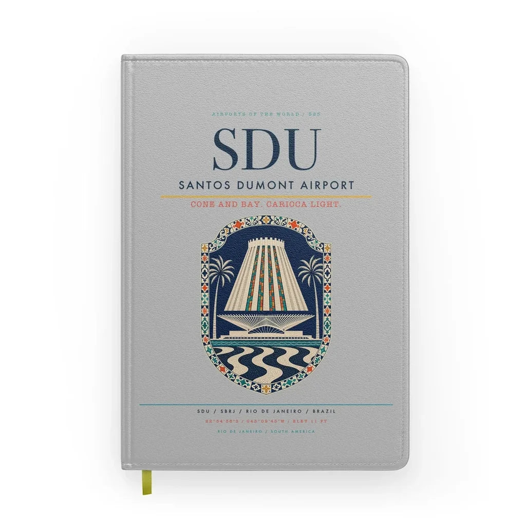 Santos Dumont Airport (SDU) design on light gray notebook