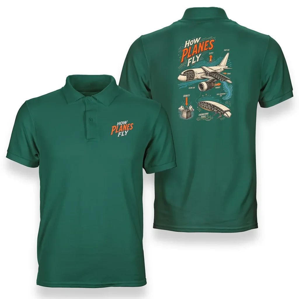SIGNAL 616 - How Planes Fly V2 - Double-Side Polo design on green double side polo