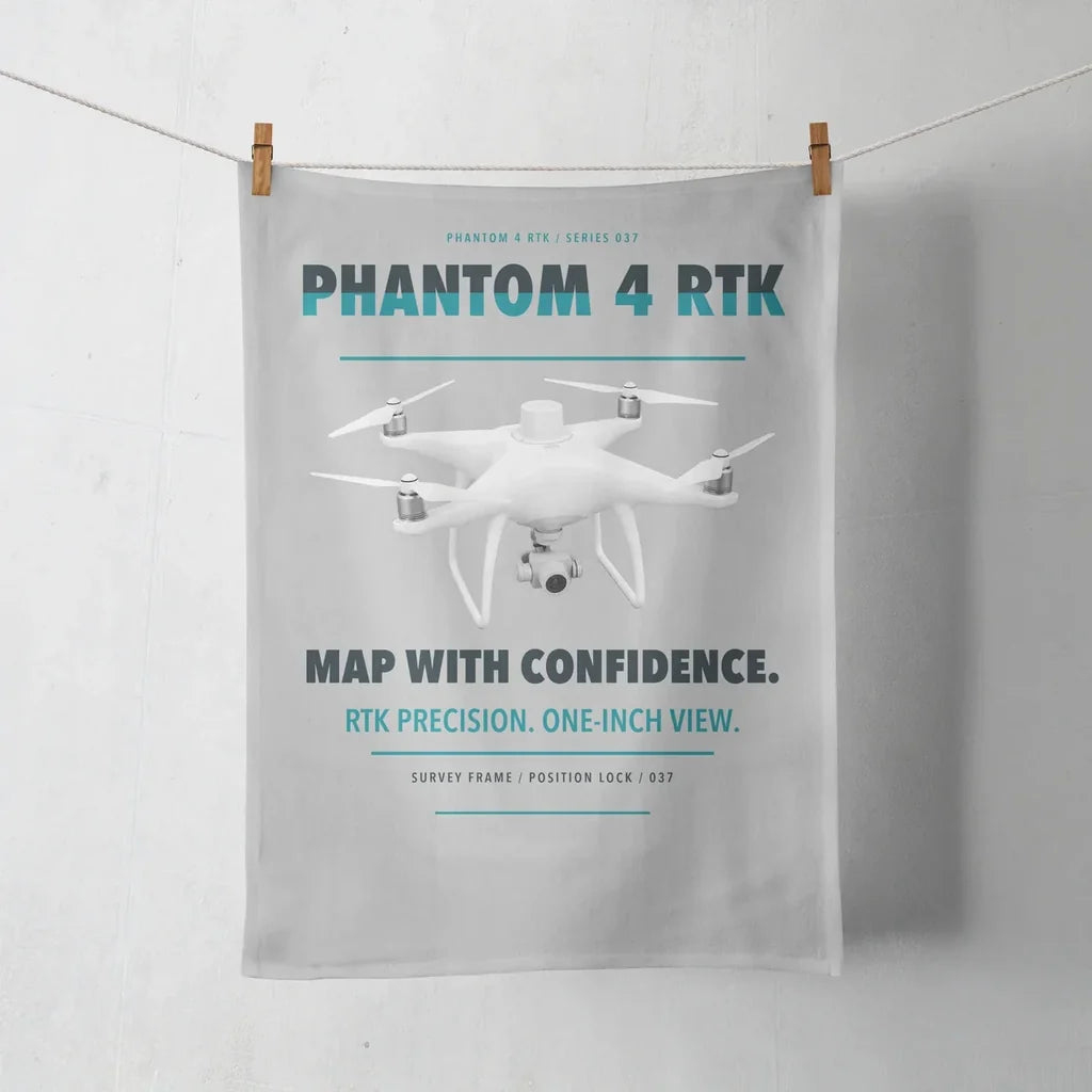 DJI Phantom 4 RTK design on light gray towel