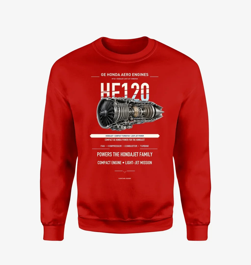 HF120 design on red sweatshirt