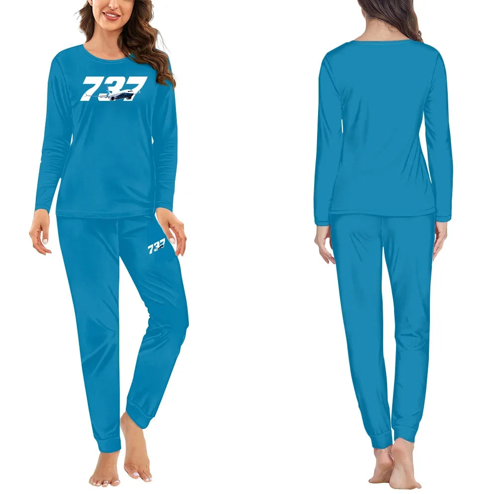 Super Boeing 737 women pajamas - Light Blue