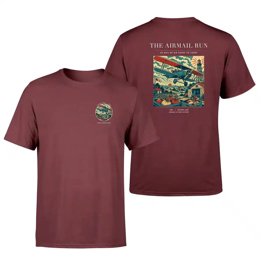 VINTAGE G4015 - The Airmail Run - Double-Side T-Shirt design on darkred double side t shirt