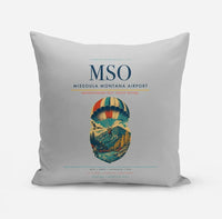 Thumbnail for Missoula Montana Airport (MSO) design on light gray pillow