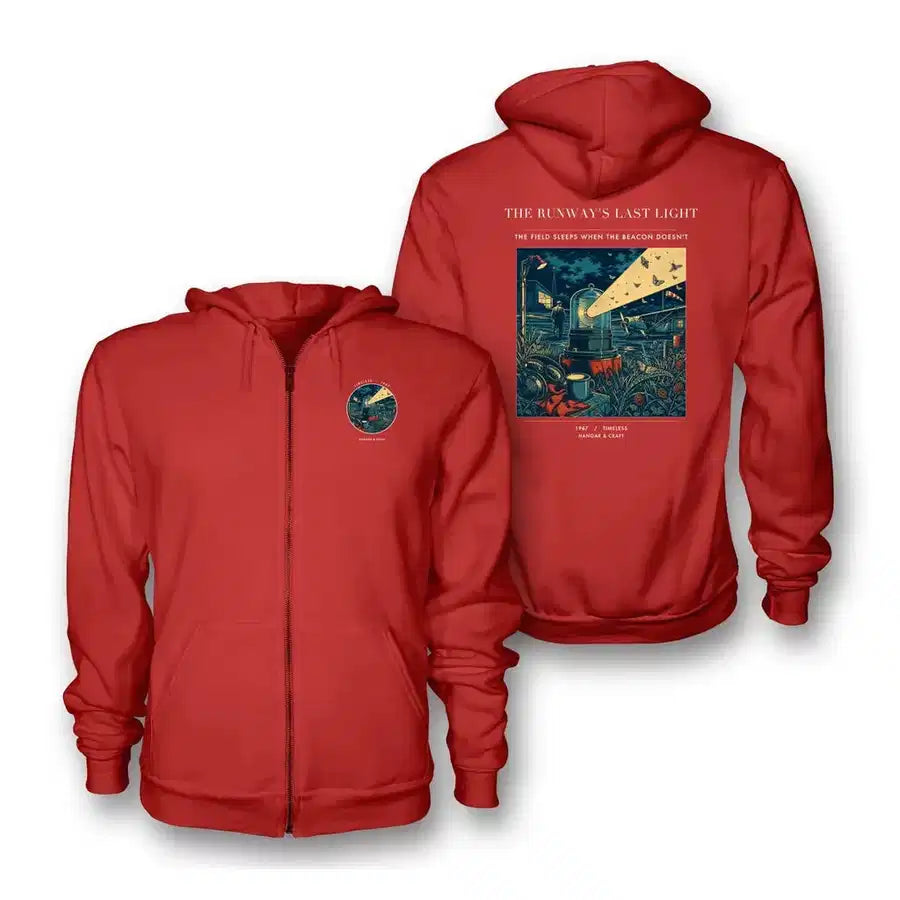VINTAGE G4425 - The Runway's Last Light - Premium Zipped Hoodie design on red