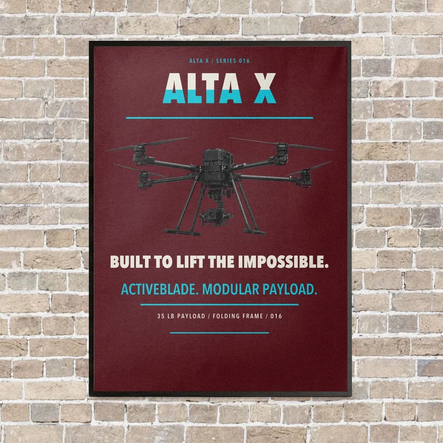 Freefly Alta X vertical canvas print - framed - dark red background