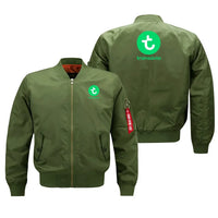 Thumbnail for Transavia France Airlines aviation design embroidered on green bomber jacket