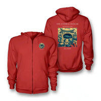Thumbnail for VINTAGE G4505 - The Sandbag Hangar - Premium Zipped Hoodie design on red
