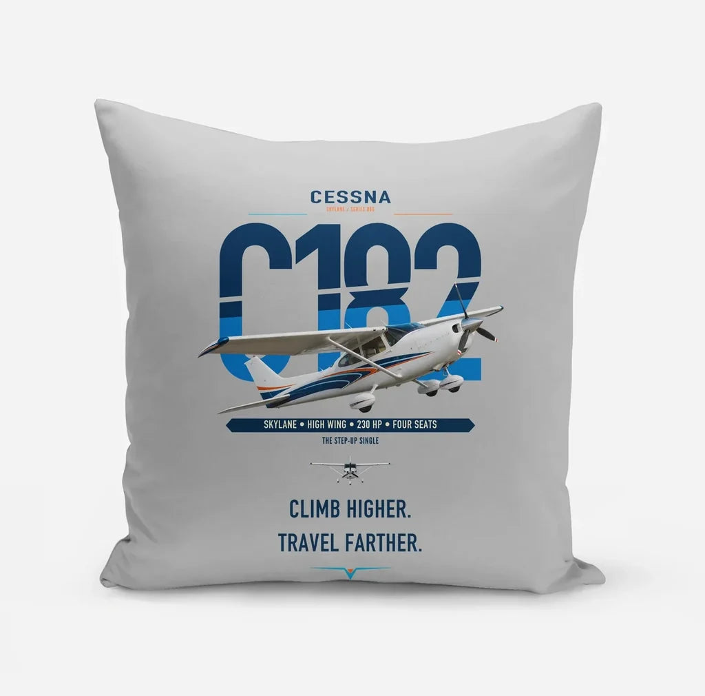 Cessna 182 Skylane design on light gray pillow