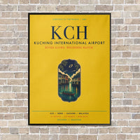 Thumbnail for Kuching International Airport KCH vertical canvas print - framed - yellow background