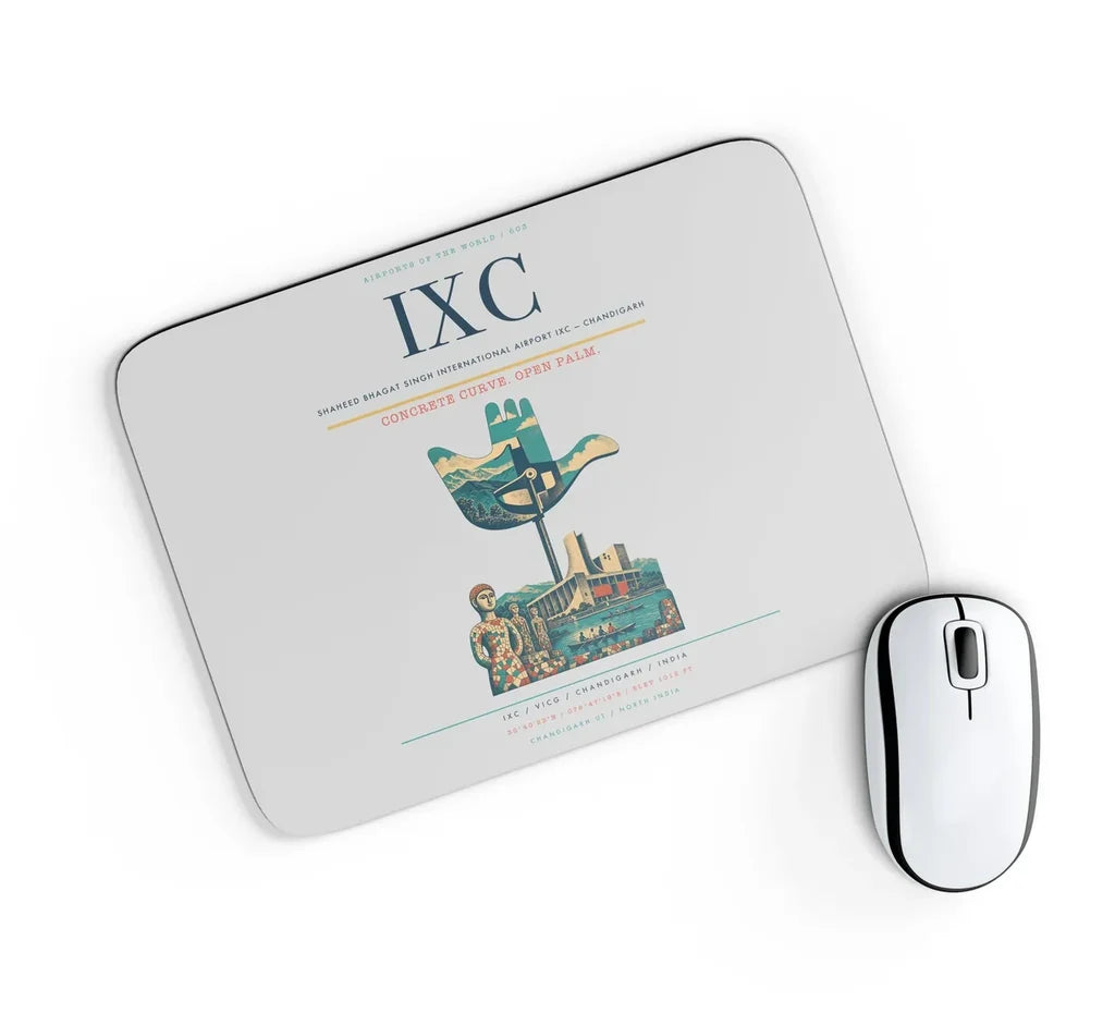 Shaheed Bhagat Singh International Airport (IXC) design on light gray rectangle mouse pad