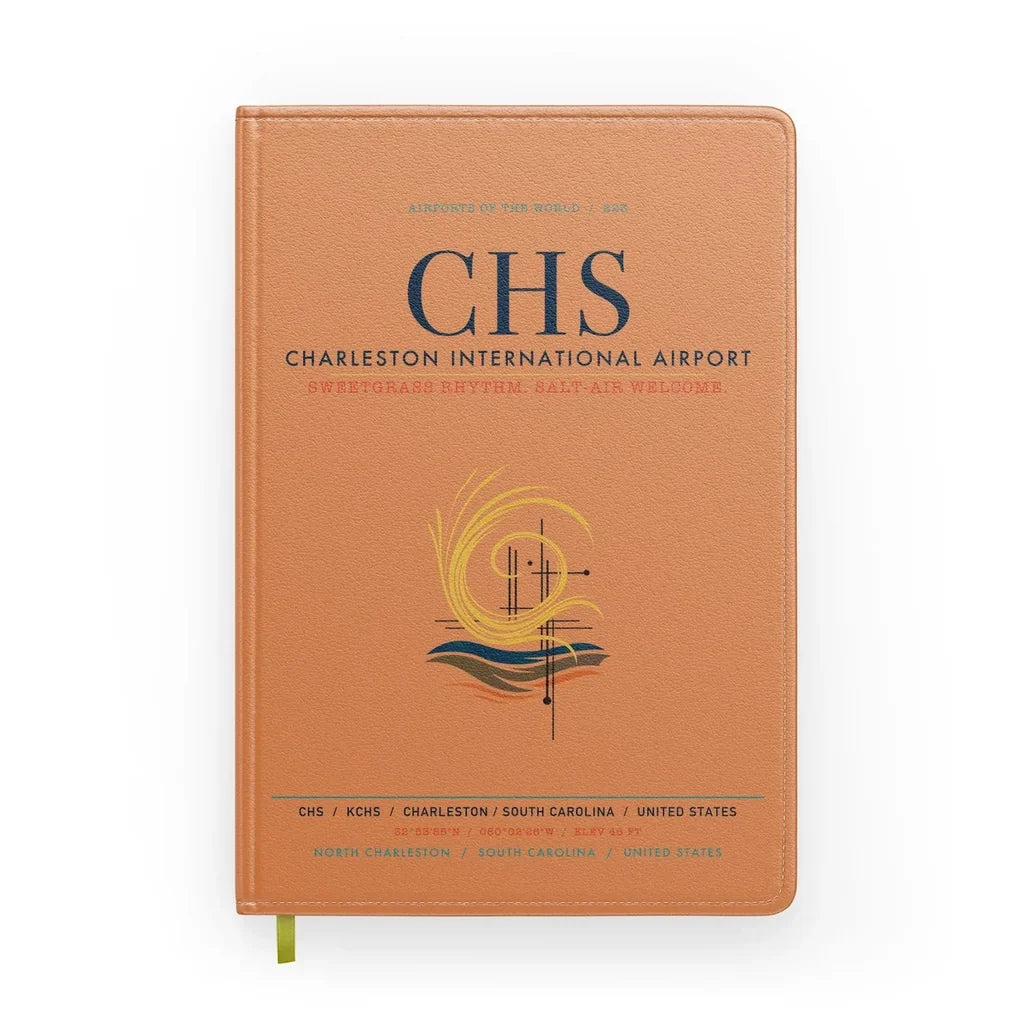 Charleston International Airport (CHS) design on orange notebook