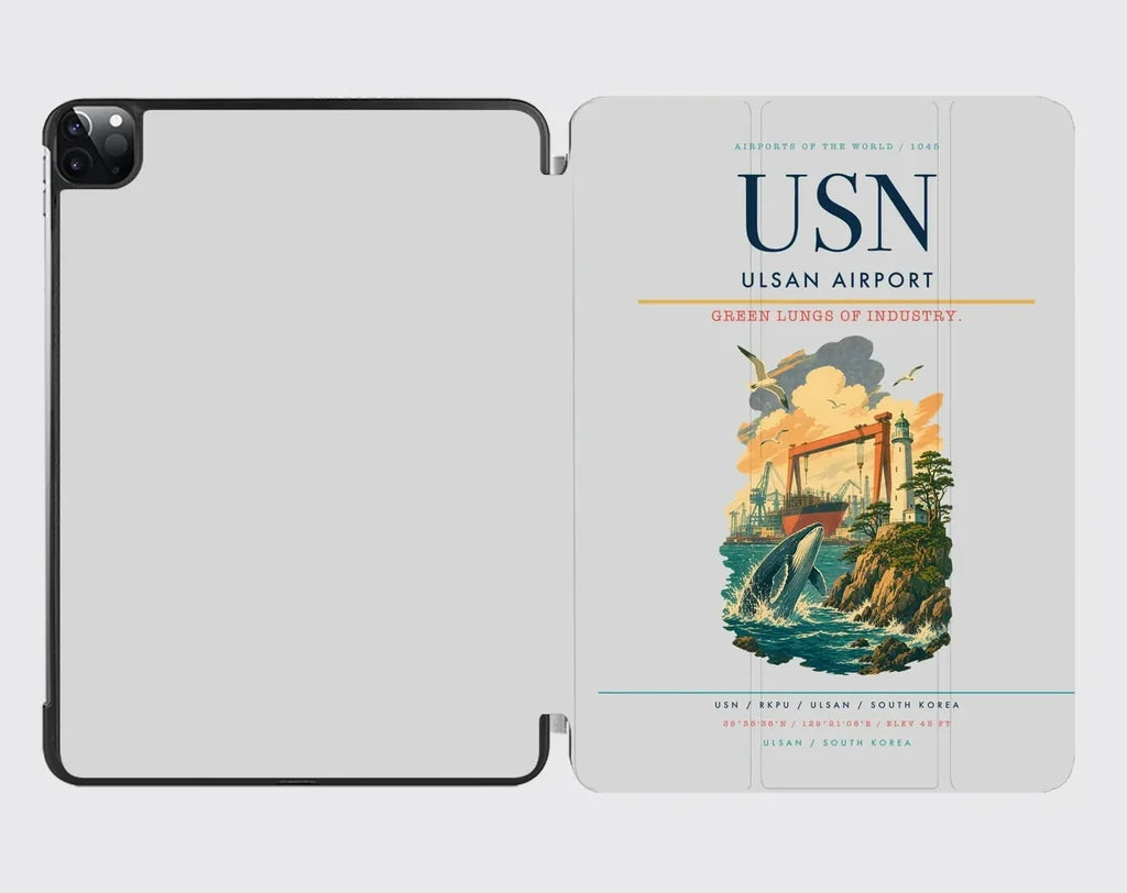 Ulsan Airport (USN) design on light gray ipad tablet case
