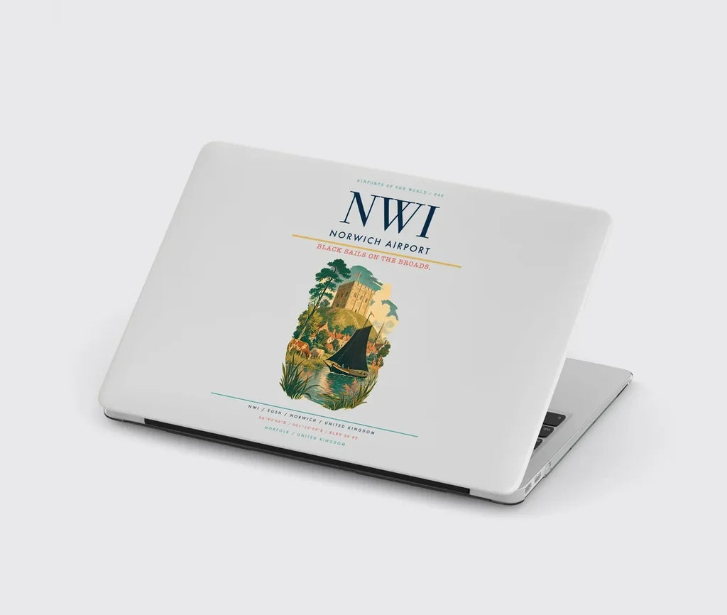 Norwich Airport (NWI) design on light gray MacBook case